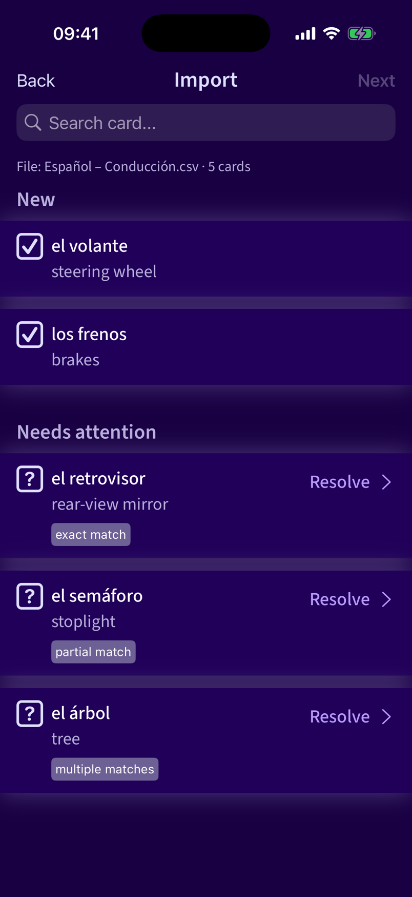 Remembrall import screen in the Space theme